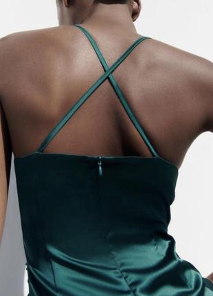 Стильне сатинове плаття міді zara4 фото