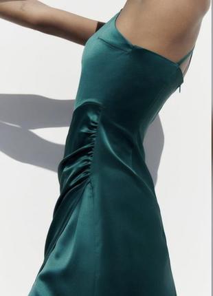 Стильное сатиновое платье миди zara6 фото