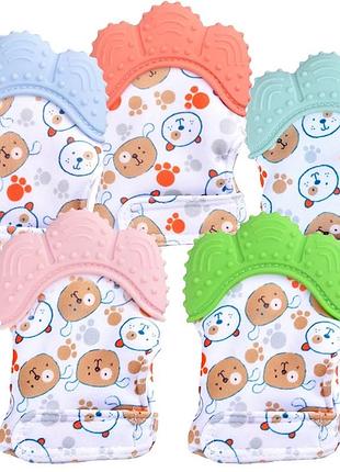 Перчатка - прорезыватель, грызунок для новорожденного. розовый цвет