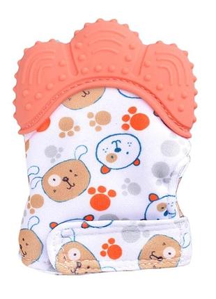 Перчатка - прорезыватель, грызунок для новорожденного. розовый цвет