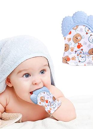 Перчатка - прорезыватель, грызунок для новорожденного. розовый цвет