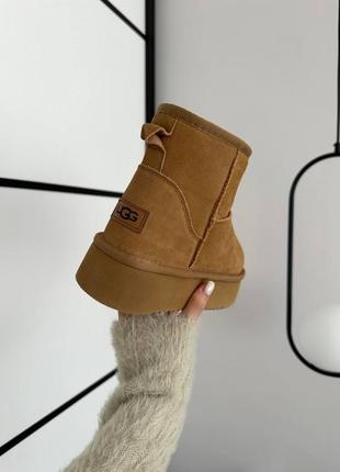 Женские угги коричневые замшевые ugg mini platform ginger suede6 фото