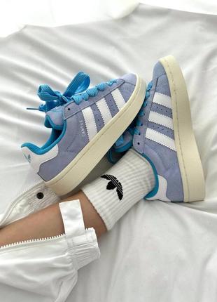 Жіночі кросівки блакитні adidas campus “ambient sky blue” premium