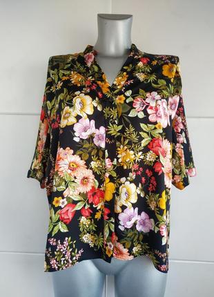 Стильная блуза zara с принтом красивых цветов5 фото