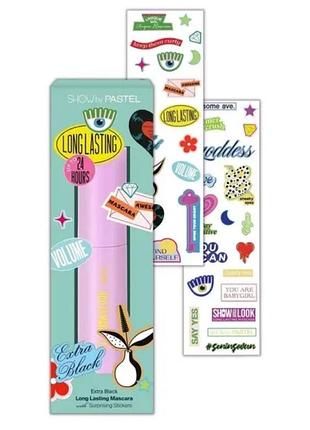 Туш для вій show by pastel show your look 24 г стійкості з наклейками3 фото