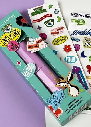 Туш для вій show by pastel show your look 24 г стійкості з наклейками1 фото