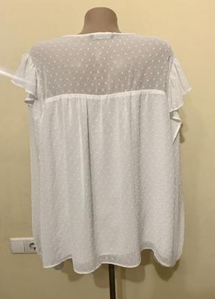 Блузка белая f&f в горошек длинным пышным рукавом  размер 18/ 3xl 4xl4 фото