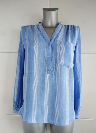 Стильная рубашка h&m голубого цвета в полоску1 фото