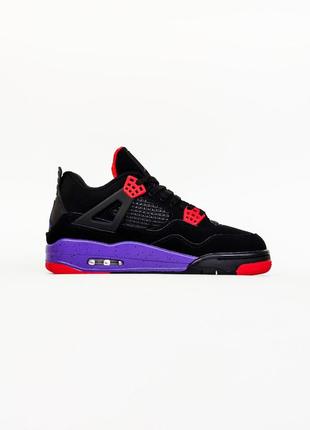 Чоловічі кросівки зимові чорні з фіолетовим nike air jordan 4 nrg “raptors” fur