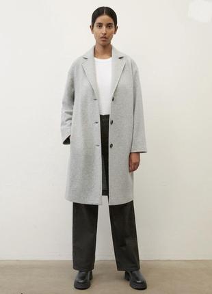 Marc o polo max mara sandro пальто шерсть вовна джерсі трикотажне куртка сіре світле базове прямого крою
