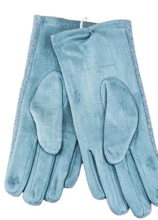 Перчатки женские сенсорные драп + ткань пальто осень размер s-l голубой6 фото