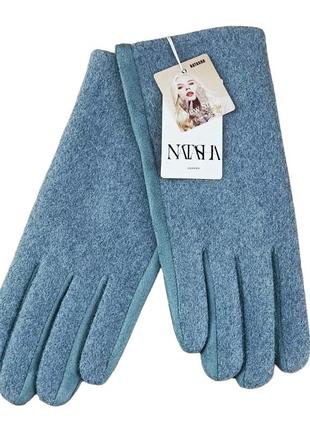Перчатки женские сенсорные драп + ткань пальто осень размер s-l голубой2 фото