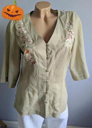Бавовняна блуза, жакет  з вишивкою.