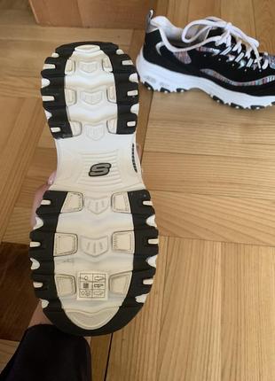 Новые брендовые кроссовки skechers черные белые спортивные кроссовки кеды кроссы на платформе6 фото