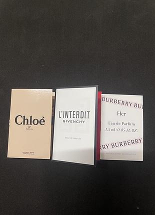 Пробники chloe givenchy burberry