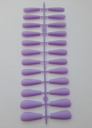 Ногти накладные фиолетовые сиреневые матовые, набор накладных ногтей 24 шт2 фото
