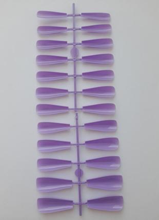Ногти накладные фиолетовые сиреневые матовые, набор накладных ногтей 24 шт3 фото