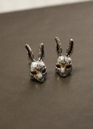 Крутые серьги рок готика сережки заяц кролик крест хеллоуин halloween6 фото
