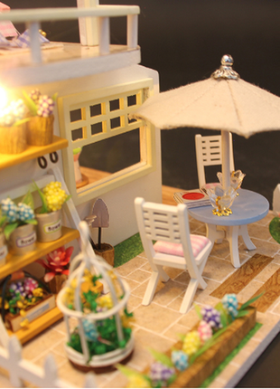 Кукольный деревянный домик. конструктор миниатюрный кукольный домик с подсветкой 20x17x16.5см7 фото