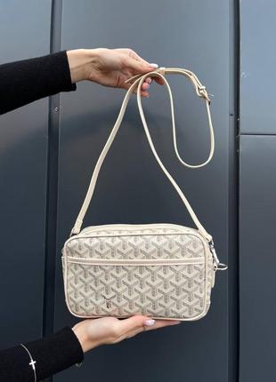 Женская сумка goyard crossbody bag beige