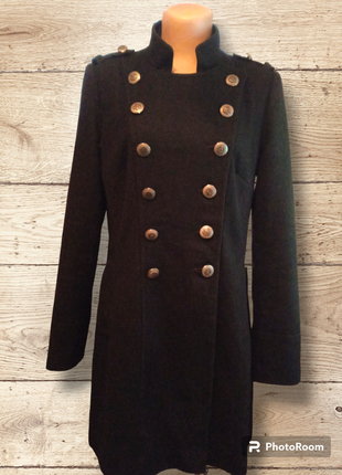 Женское пальто новое шерсть черного цвета стильный английский стиль лирригинальный