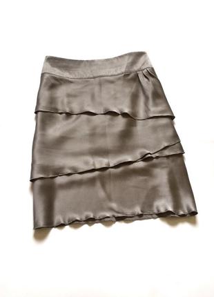 Cyrillus оригинал, шелковая юбка с воланами, шелковая юбка франция