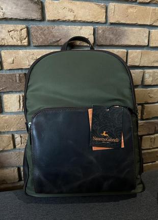 Кожаный рюкзак портфель хаки nazareno gabrielli
