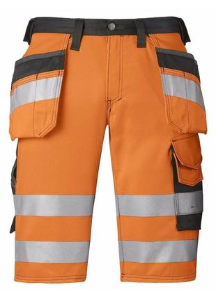 Сигнальные шорты snickers рабочие спецодежда униформа функциональные дорожные строительные монтажные2 фото