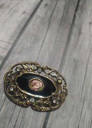 Брошь винтаж эмали фарфор