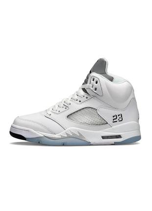 Чоловічі кросівки nike air jordan 5 retro white silver reflective