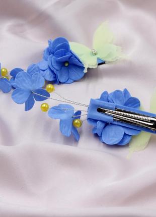 Шпилька метелики та квіти 1 шт, заколка для волосся ручної роботи, шпилька-крокодил1 фото