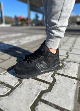 New balance 574 black winter fur1 фото