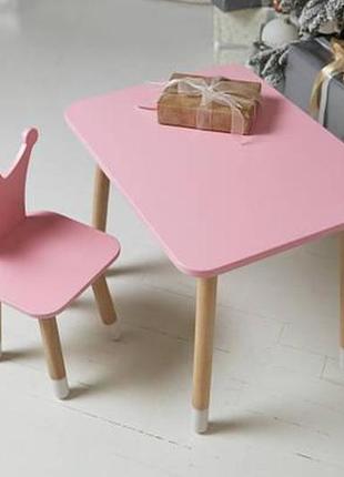 Столик детский прямоугольный со стульчиком корона 46х60х45 см розовый (441112)5 фото