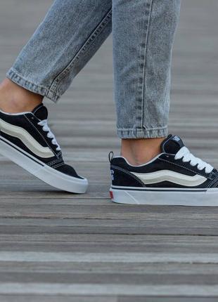 Vans knu skool black white platform