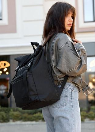 Женский рюкзак ролл sambag rolltop zard черный оксфорд3 фото
