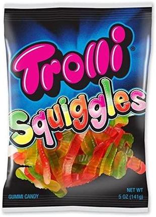 Конфеты желейные жевательные trolli squiggles (червячки), 150г, германия, червяки конфеты