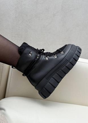 Чорні дуже стильні демісезонні черевики всередині теплий фліс9 фото