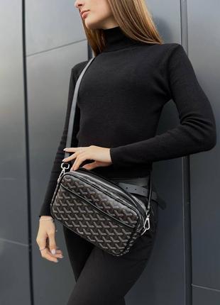 Женская сумка goyard crossbody bag black/brown