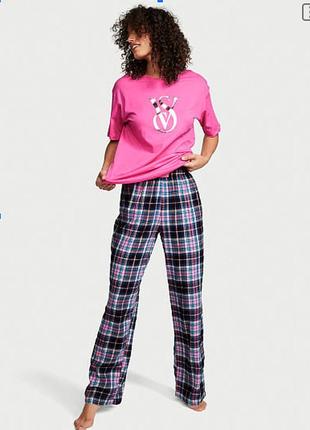 Пижама футболка с фланелевыми штанами flannel tee-jama set flannel pants tee-jama set size	m regular