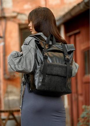 Рюкзак ролл sambag унисекс rolltop milton принт крокодила с клапаном2 фото