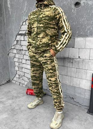 Мужской теплый спортивный костюм хаки/милитари