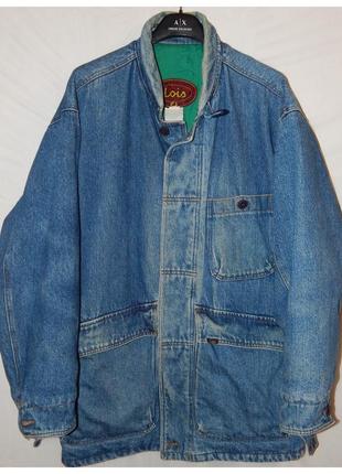 Винтажная джинсовая утеплённая рабочая куртка workwear от lois (испания)1 фото