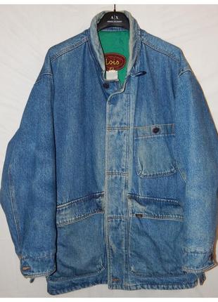 Винтажная джинсовая утеплённая рабочая куртка workwear от lois (испания)5 фото