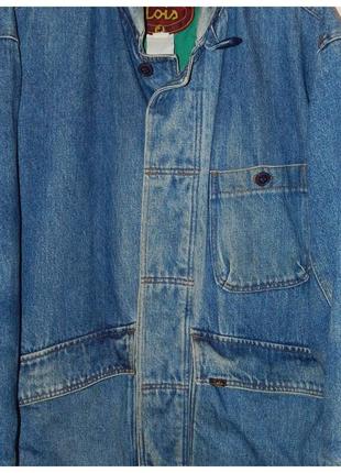 Винтажная джинсовая утеплённая рабочая куртка workwear от lois (испания)7 фото