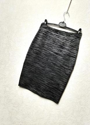 Saddle турция юбка-карандаш миди чёрна-серая меланж в полоску стрейч-трикотаж нарядная р48 женская2 фото
