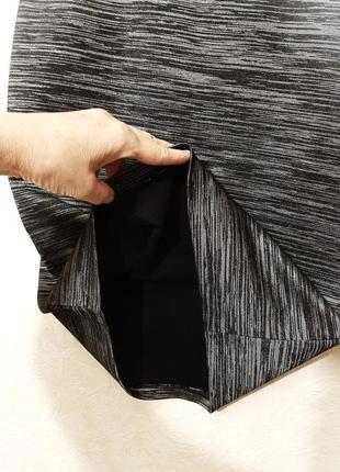 Saddle турция юбка-карандаш миди чёрна-серая меланж в полоску стрейч-трикотаж нарядная р48 женская9 фото