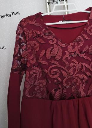 Жіноча блуза бордо з мереживом.4 фото