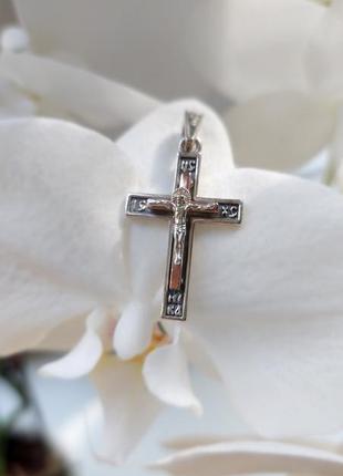 Хрест срібний з напайками золота, серебряный крестик с золотом, православний хрестик9 фото