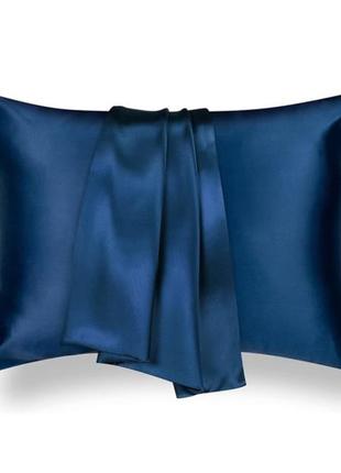 Шелковая наволочка синяя двусторонняя натуральный 100% шелк 22мм, большая палитра цветов 52х721 фото