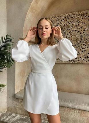 Романтичное нежное платье приталенное с красивыми рукавами 4 цвета платья романтическое белое черное